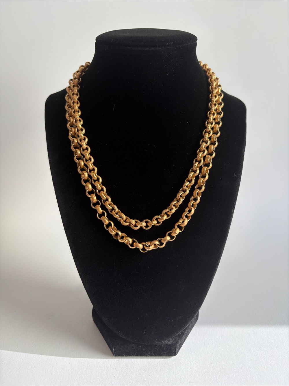 Vintage 1980s Made in Italy Gold Double Strand Chain Necklace